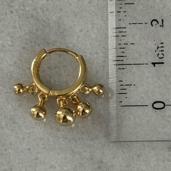 Gold Beaded Tassel Fringe Hoop Earrings Brand New - Picture 3 of 4